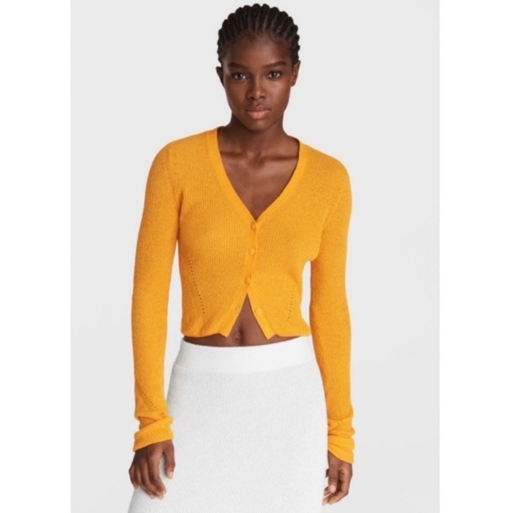 Rag & Bone Soleil Ribbed Cotton-Blend Cardigan - Marigold - Picture 10 of 10
